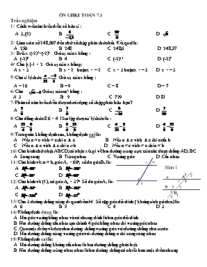 Đề ôn thi học kì 1 môn Toán Lớp 7